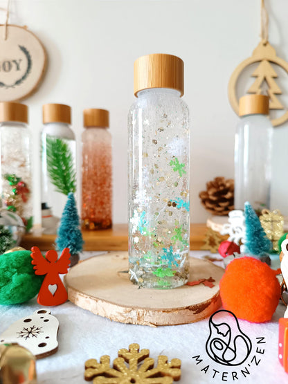 Botella sensorial líquida de Navidad Copitos de Nieve Holográficos colección 2023