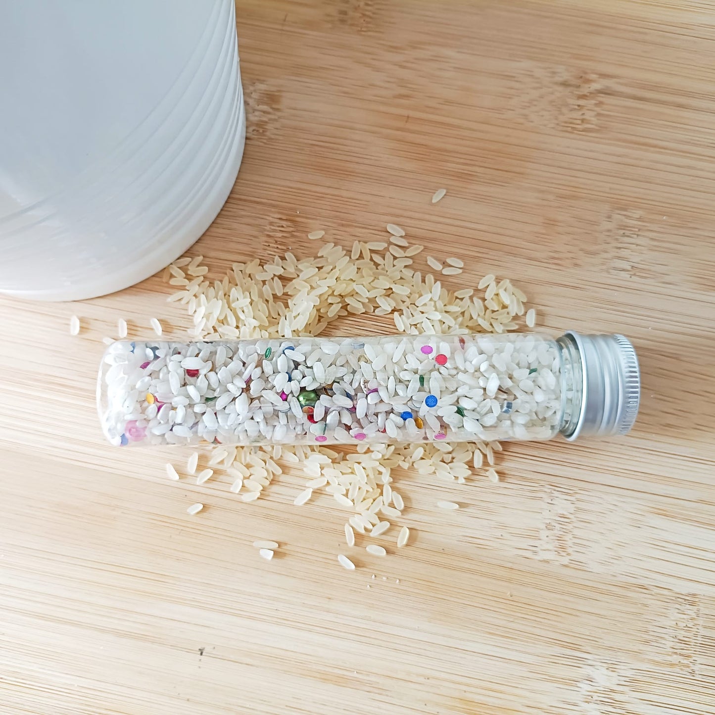 Rice and Confetti Sound Sensory Bottle