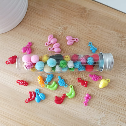 Sound and tactile sensory bottle Colorful pompoms